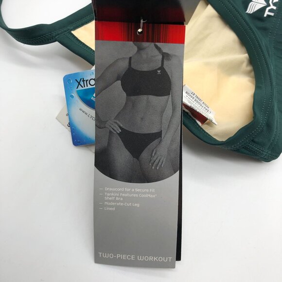 TYR Guard Moderate Cut Swim Tankini Top Dark Green White S - Picture 4 of 7